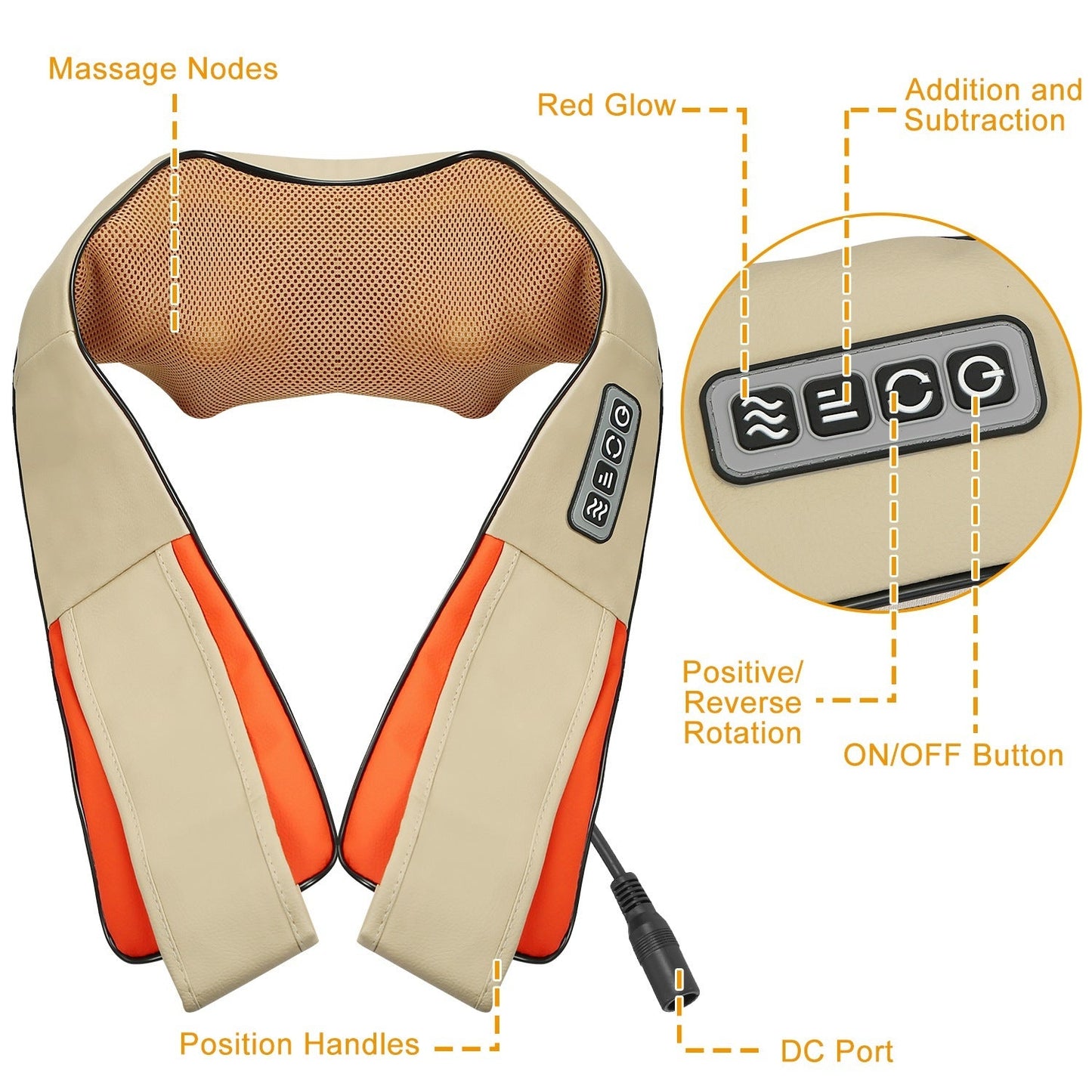 Adjustable 3D shiatsu neck and shoulder massager for deep tissue therapy