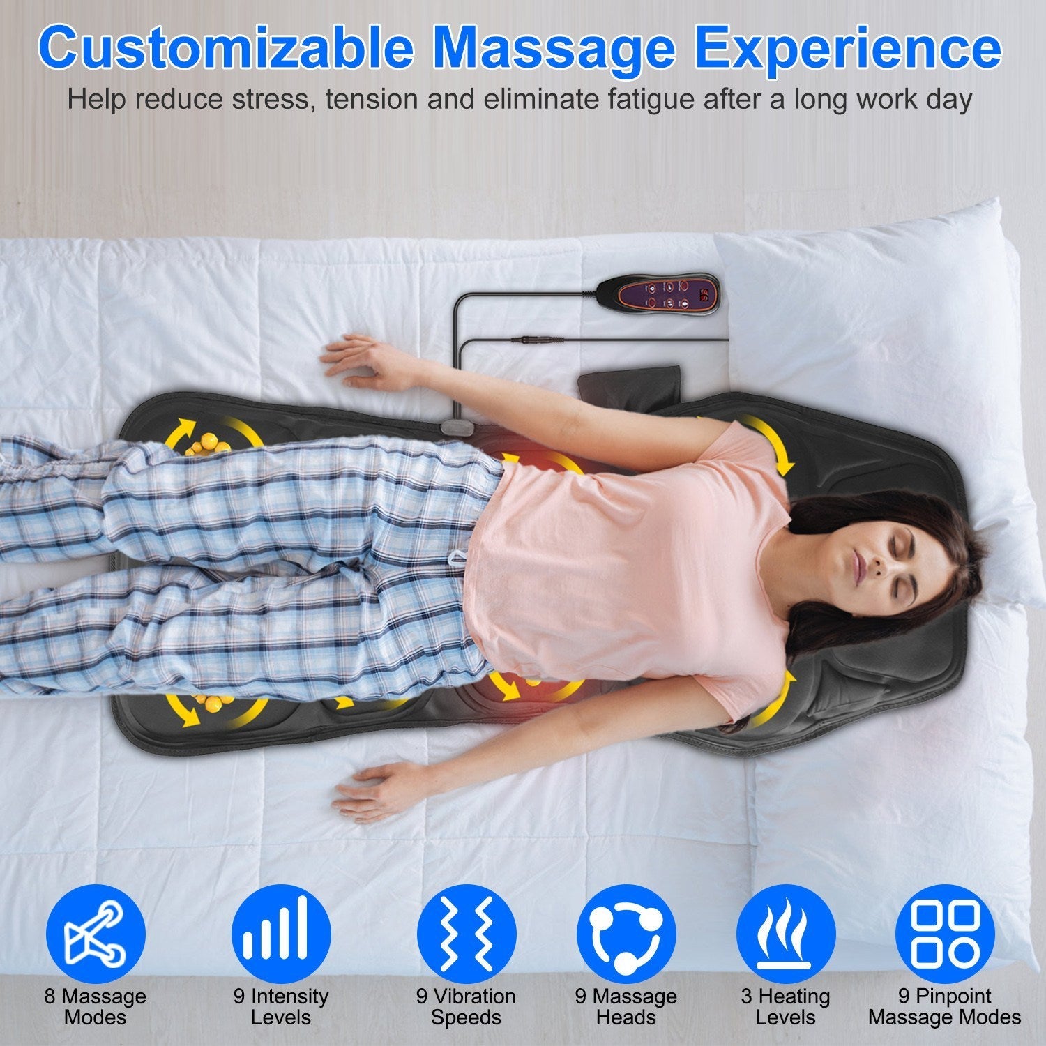 Portable full body massager pad for stress and muscle tension relief