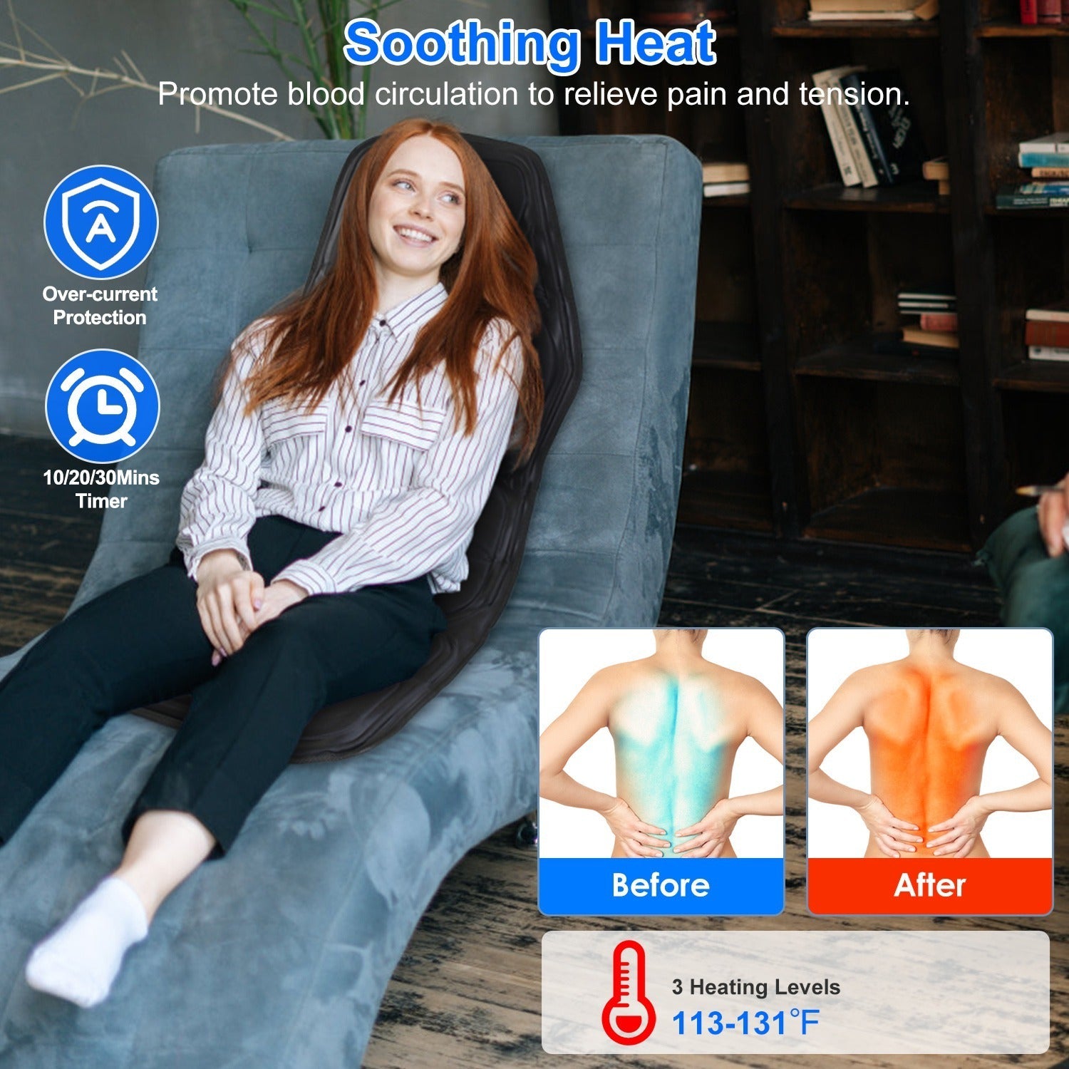 Massage chair pad with multiple vibration modes and heating function